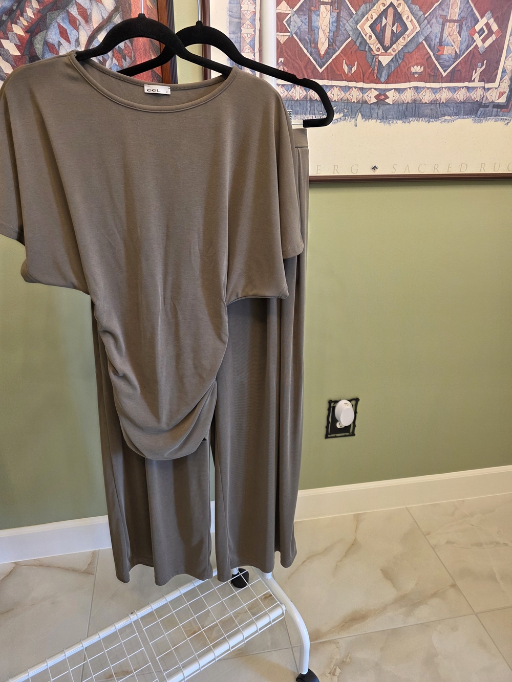 OGL Olive-Taupe Wide Leg Jumpsuit Set